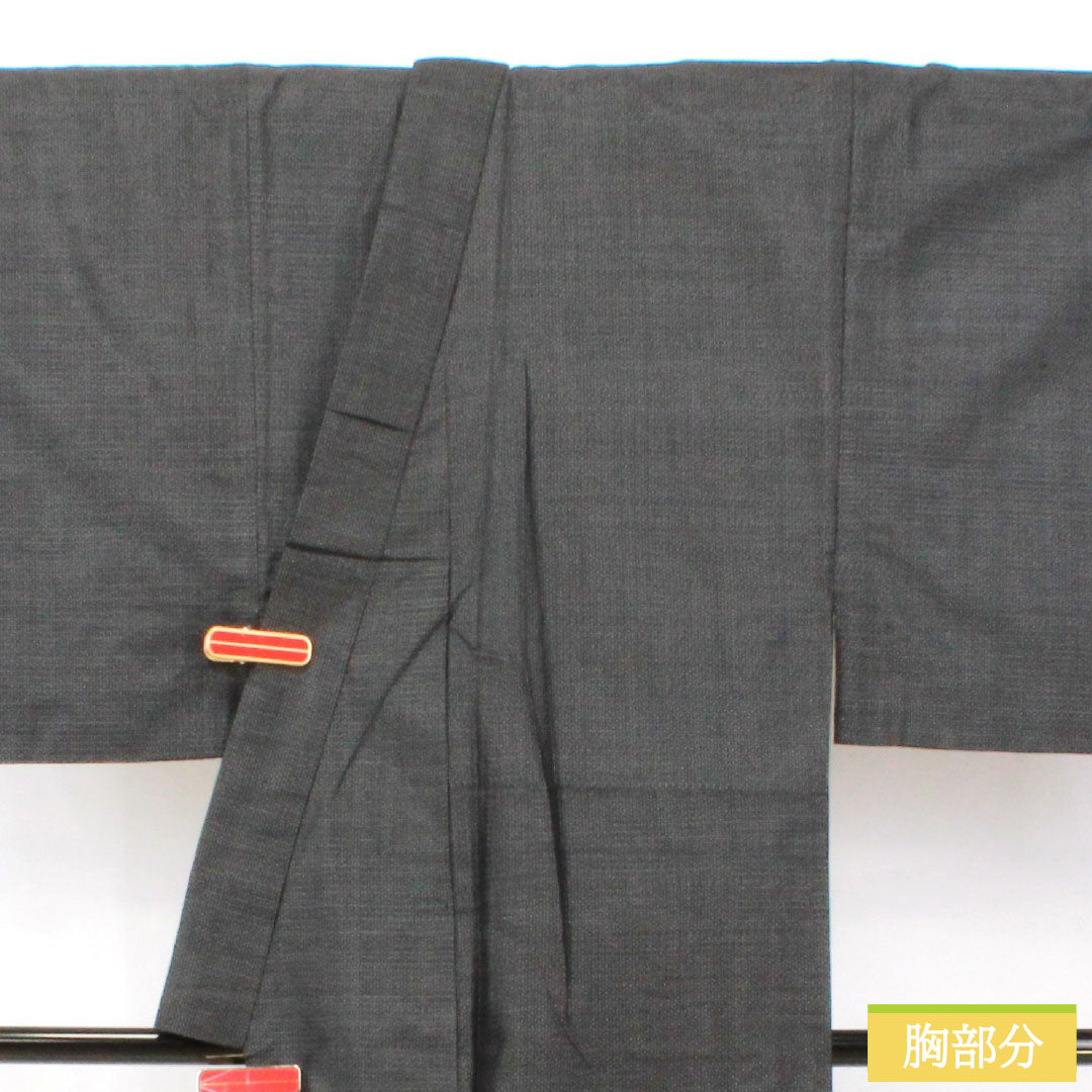 Men's Pure Silk A-Rank Kimono, Length 139cm, Sleeve Length 67.5cm, Oshima Tsumugi 100 Tortoiseshell Weave, Lined, Gray, with Basting Threads, Product Number: 1119001793322