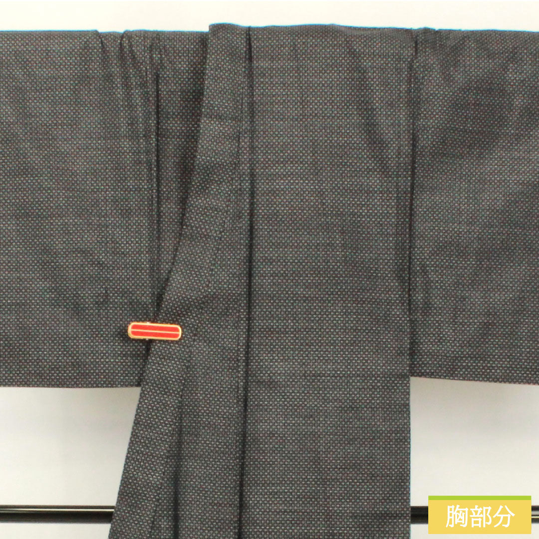 男物 正絹 Sランク 身丈140cm 裄丈66.5cm 大島紬 横双絣 袷 紺系 1119001852418