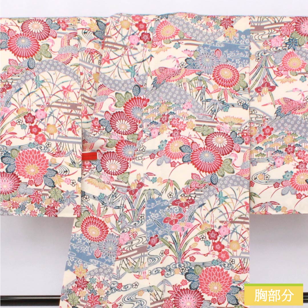 小紋 正絹 Aランク 身丈158.5cm 裄丈64cm 袷 薄肉色（うすにくいろ） 京紅型 吉祥文様 しつけ糸付き 白系 1115006983311