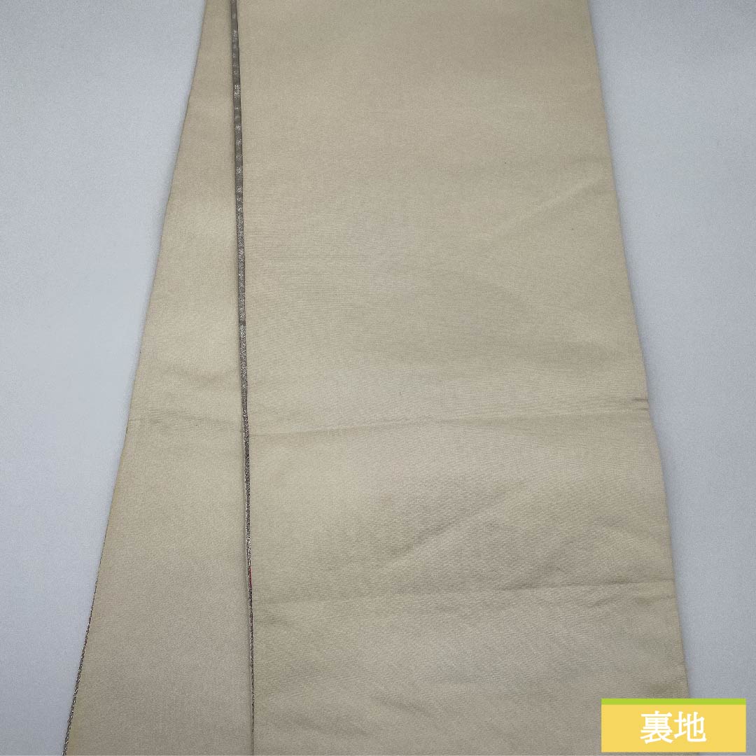 袋帯 銀色 瓦 鈴乃屋 帯丈436cm 正絹 Sランク 六通 フォーマル 銀系 1123010382322