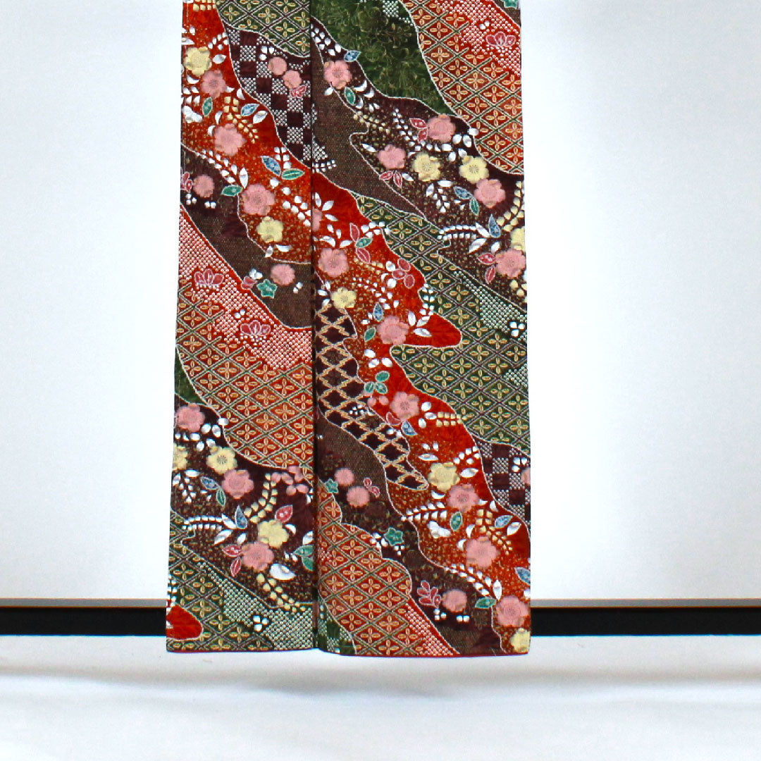 小紋 身丈160cm 裄丈65cm 袷  辻ヶ花  正絹 Sランク 茶系 1115000722314