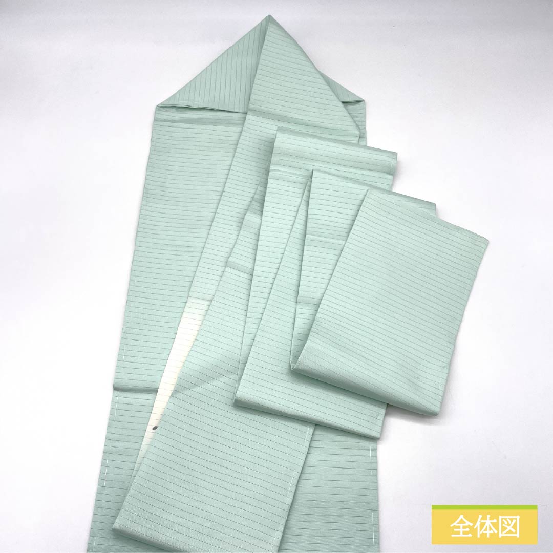 名古屋帯 正絹 薄浅葱色（うすあさぎいろ） 夏帯 作家物 染め帯 帯丈379cm Sランク ポイント柄 セミフォーマル 緑系 1124008552319 名古屋仕立て