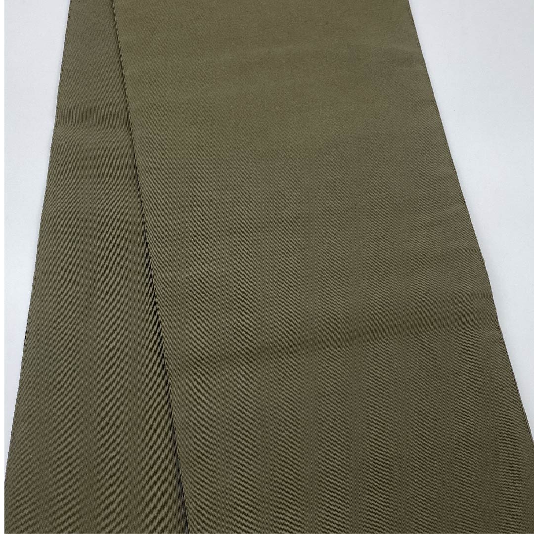 名古屋帯 黒橡色 花模様 作家物 帯丈366cm 正絹 Aランク ポイント柄 セミフォーマル 緑系 1124003813319  開き仕立て