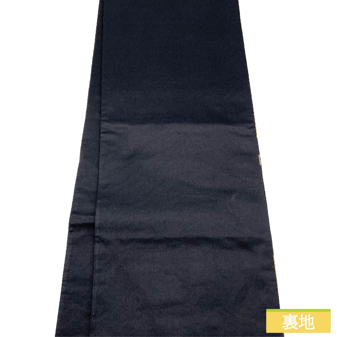 Fukuro Obi, Pure Silk, Black, Drum, Tortoise Shell, Shippo, Autumn Leaves, Length 424cm, S Rank, Six-way, Formal, Black, 1123011802310