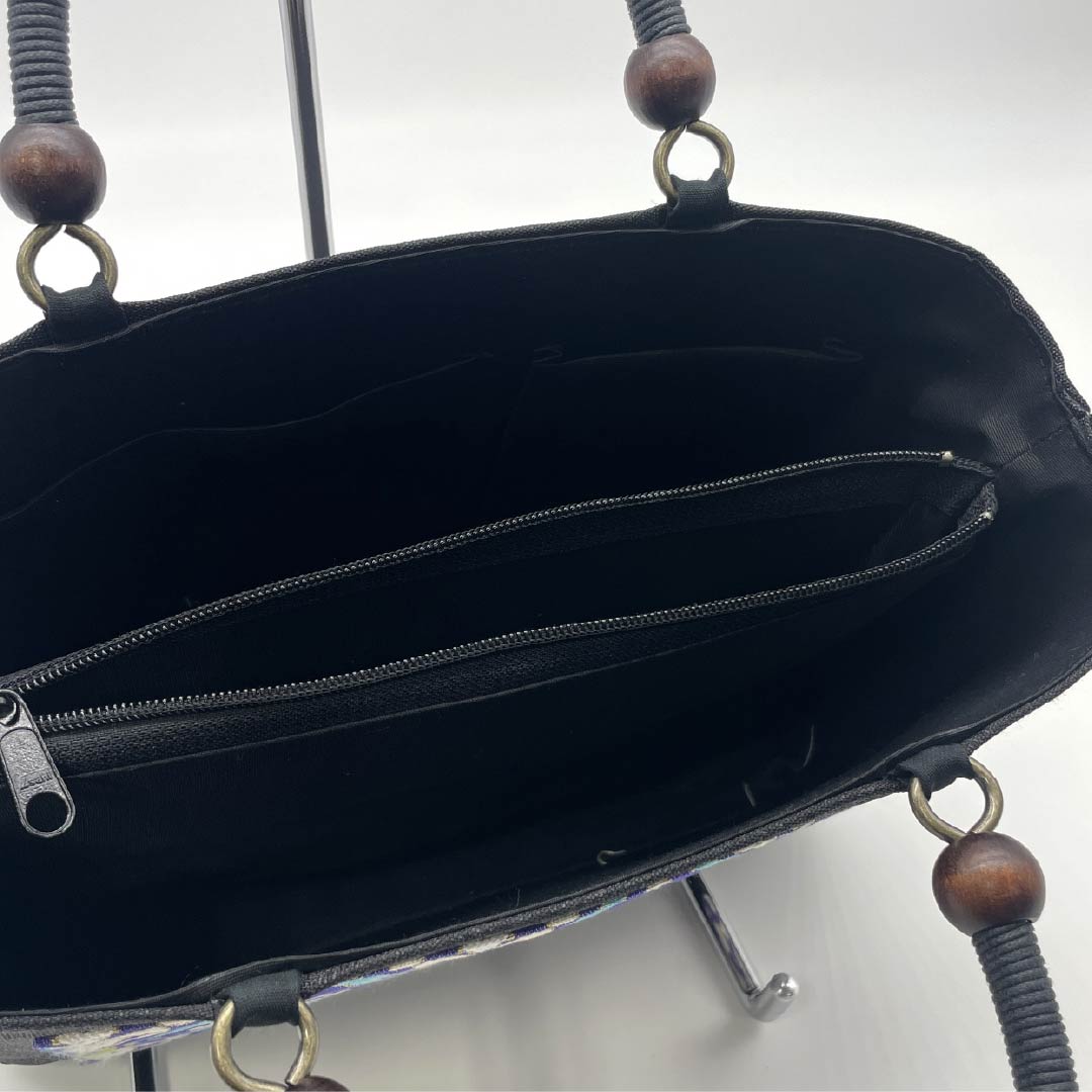 （新古品）和装バッグ カジュアル NEWランク 西陣織 利休バッグ 黒系 113900088110