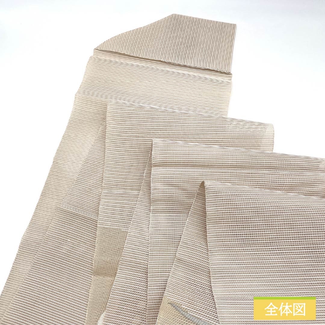 Nagoya Obi, Pure Silk, Off-White, Summer Obi, Tapestry Weave, Variegated Dew Grass Pattern, Length 368cm, S Rank, Point Pattern, Semi-Formal, Beige, 1124008732325, Pine Needle Style