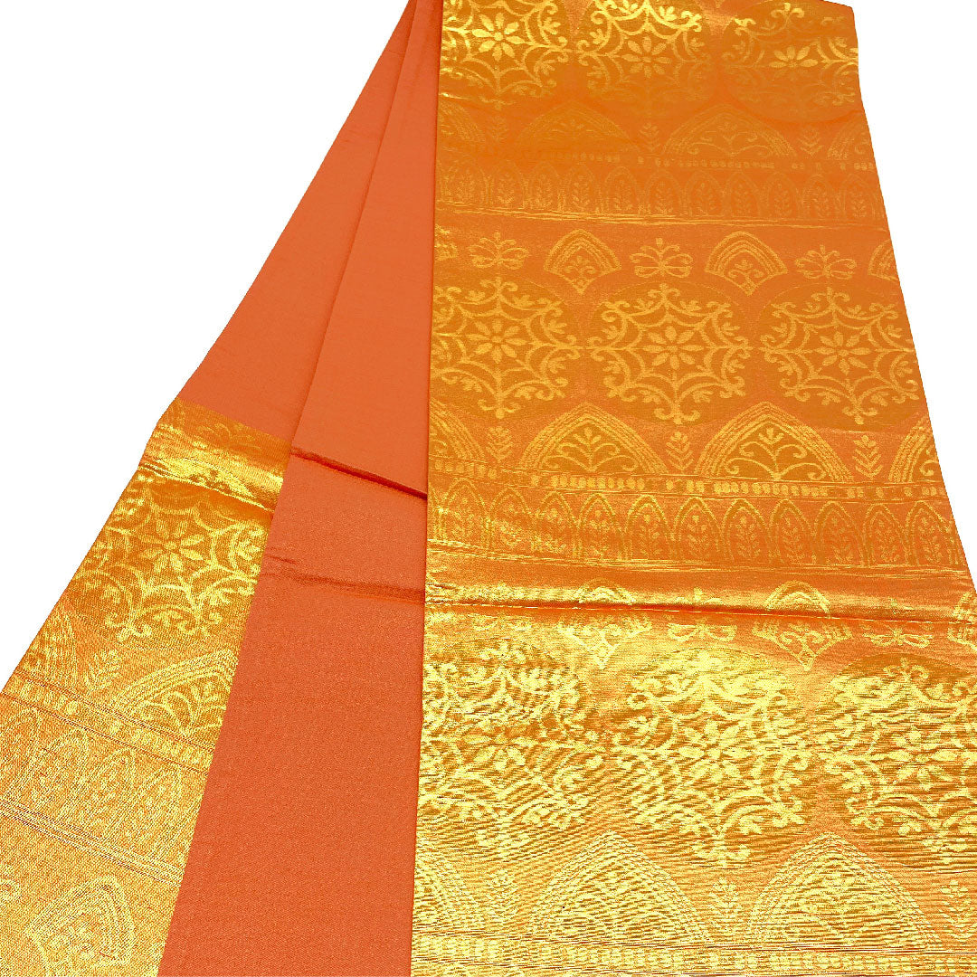 （未仕立）袋帯 古典柄 木原織物 帯丈428cm 正絹 Sランク 六通 セミフォーマル 朱系 1123002592316