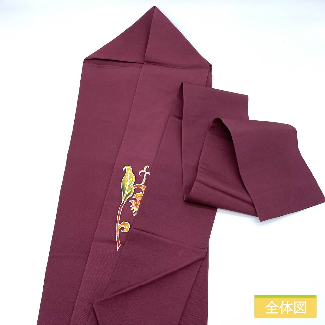 名古屋帯 赤紫色（あかむらさきいろ） 染め帯 抽象花 帯丈348cm 正絹 Sランク ポイント柄 カジュアル 紫系 1124007622320 名古屋仕立て
