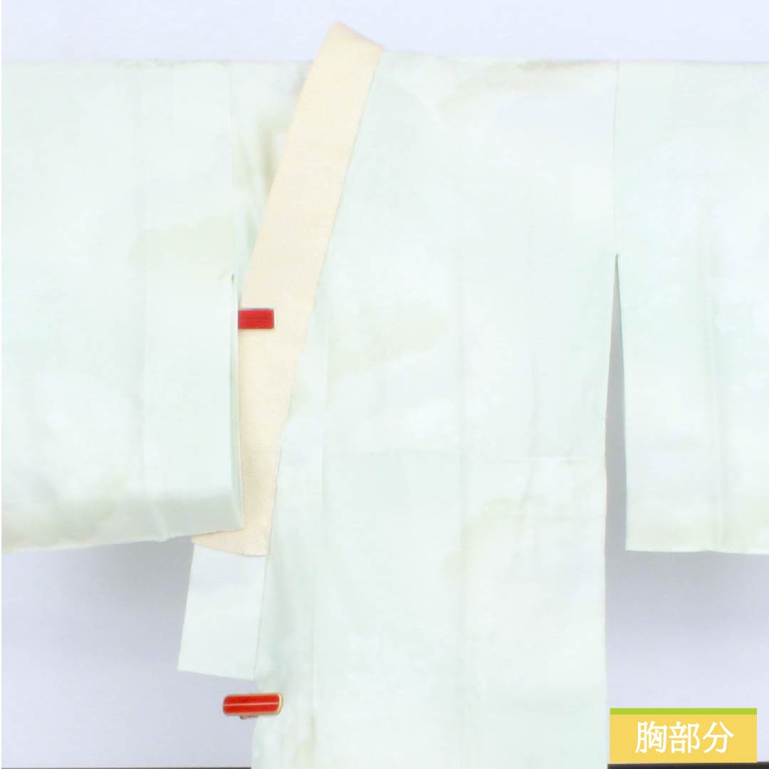 長襦袢 正絹 Sランク 身丈116cm 裄丈61cm 袷 ボカシ染 吉祥文様 半衿付き 緑系 1129000762119