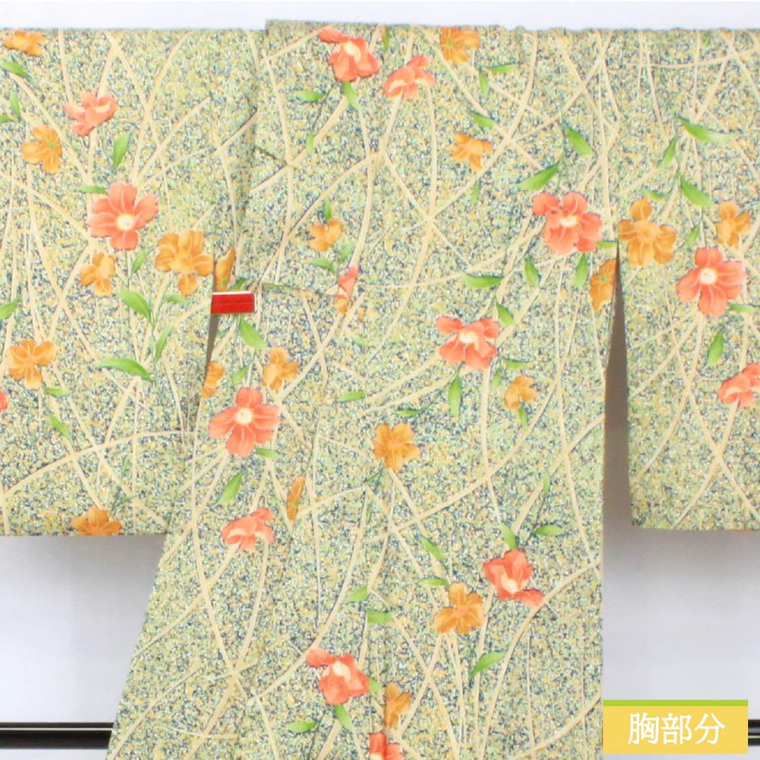 小紋 ポリエステル 身丈150.5cm 裄丈66cm 袷 紺瑠璃色（こんるりいろ） 型染 芝 草花 Sランク 紺系 1115005442118