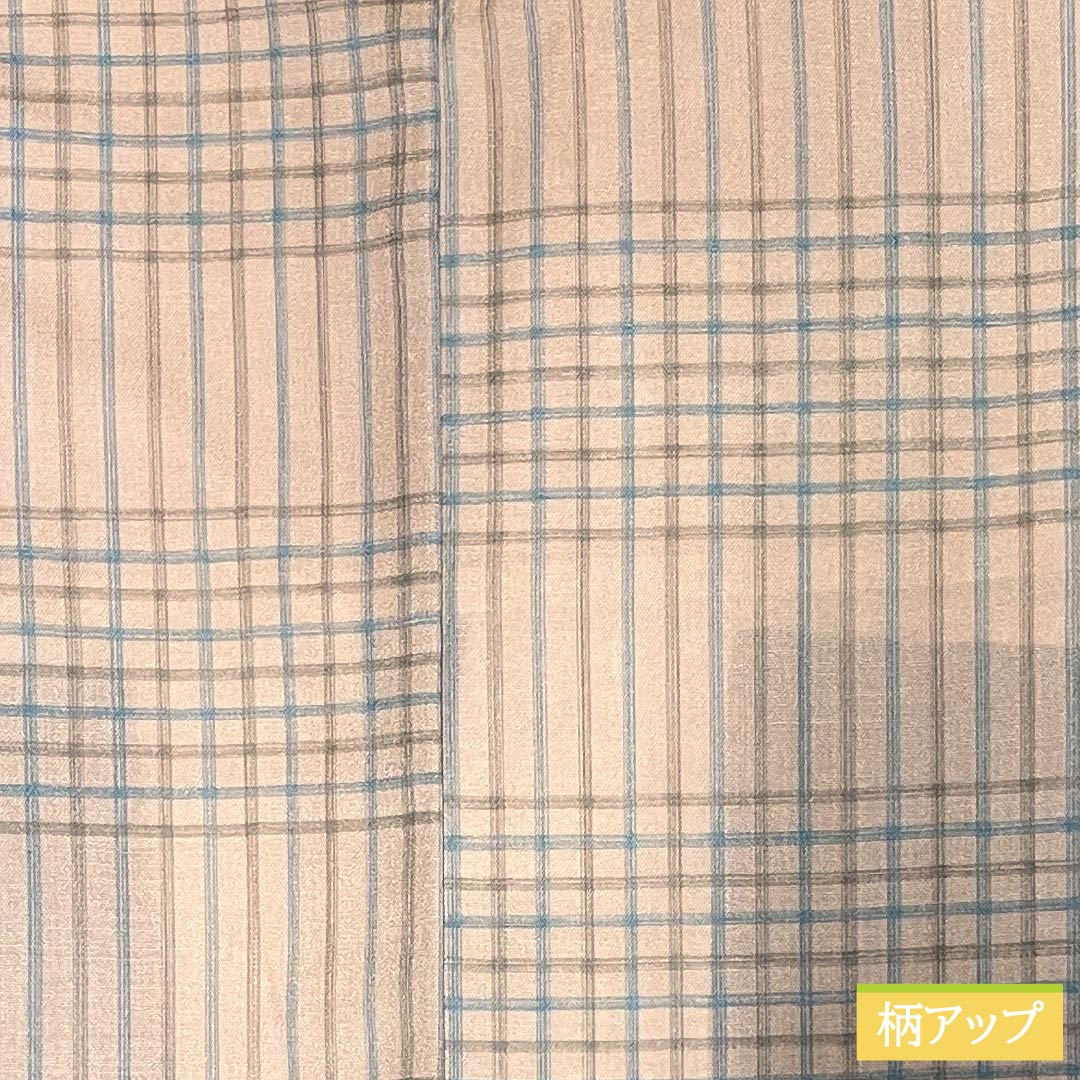 メンズ襦袢 ウール Sランク 身丈140.5cm 裄丈67cm 惚色（ぼけいろ） 格子 居敷当て付き 単衣 ベージュ系 1140000882425
