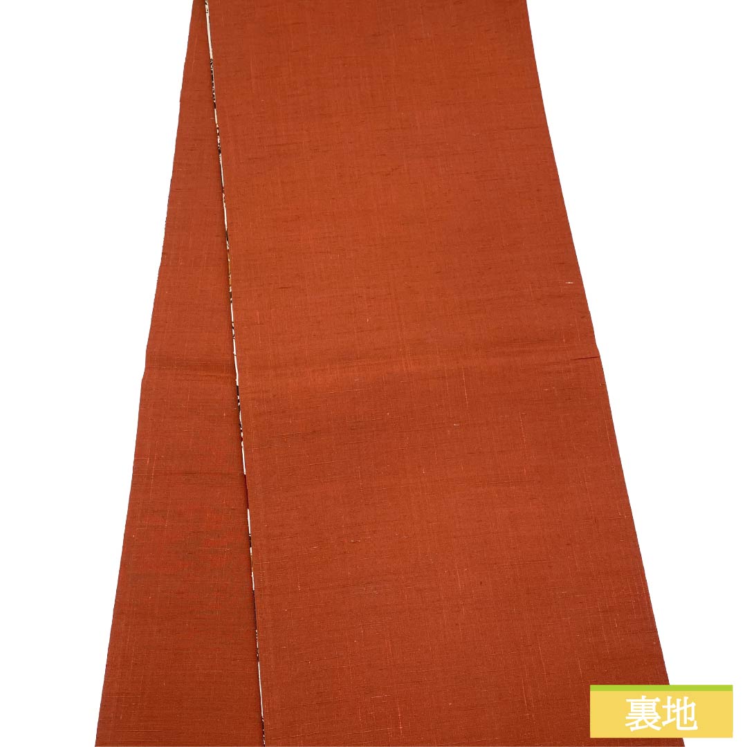 名古屋帯 正絹 Ｓランク 開き仕立て 練色（ねりいろ） 型染 草花模様 花柄 帯丈372cm 全通 カジュアル クリーム系 1124012172315