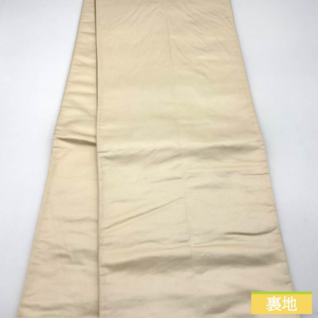 袋帯 正絹 留袖用 花車 牡丹 風景 帯丈418cm Sランク 六通 フォーマル 金系 1123014612321