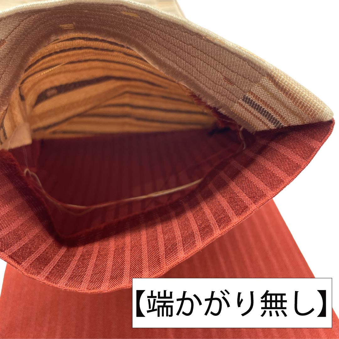 【未仕立】半幅帯 ポリエステル Sランク 胡桃色（くるみいろ） 幾何学模様 帯丈364cm ベージュ系 1125003352325
