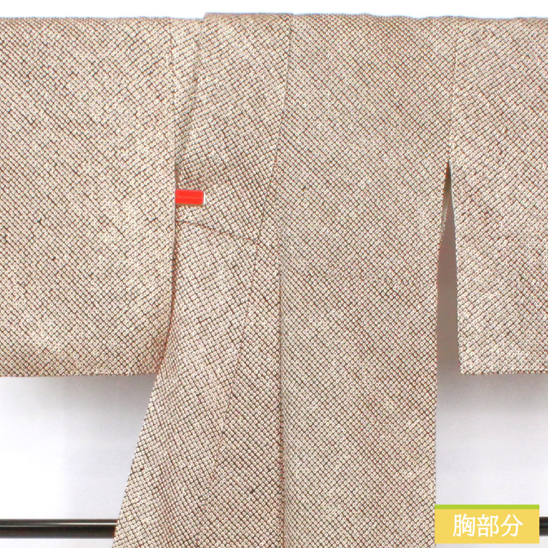 小紋 正絹 身丈162cm 裄丈63cm 袷 総絞り 疋田絞り Aランク 黒系 1115004653410