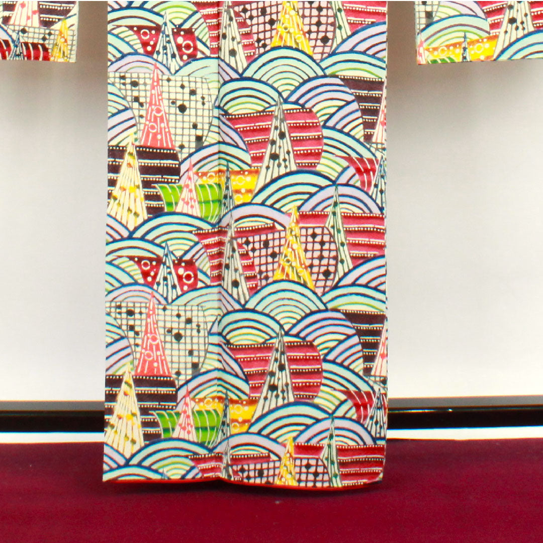 振袖 身丈163cm 裄丈65.5cm 袷  工芸品 京紅型 青海波  正絹 Sランク グラデ 1113000962499