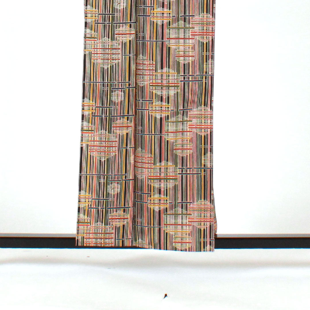 小紋 身丈159cm 裄丈63.5cm 単衣  幾何学模様  ウール Sランク 黒系 1115002062310