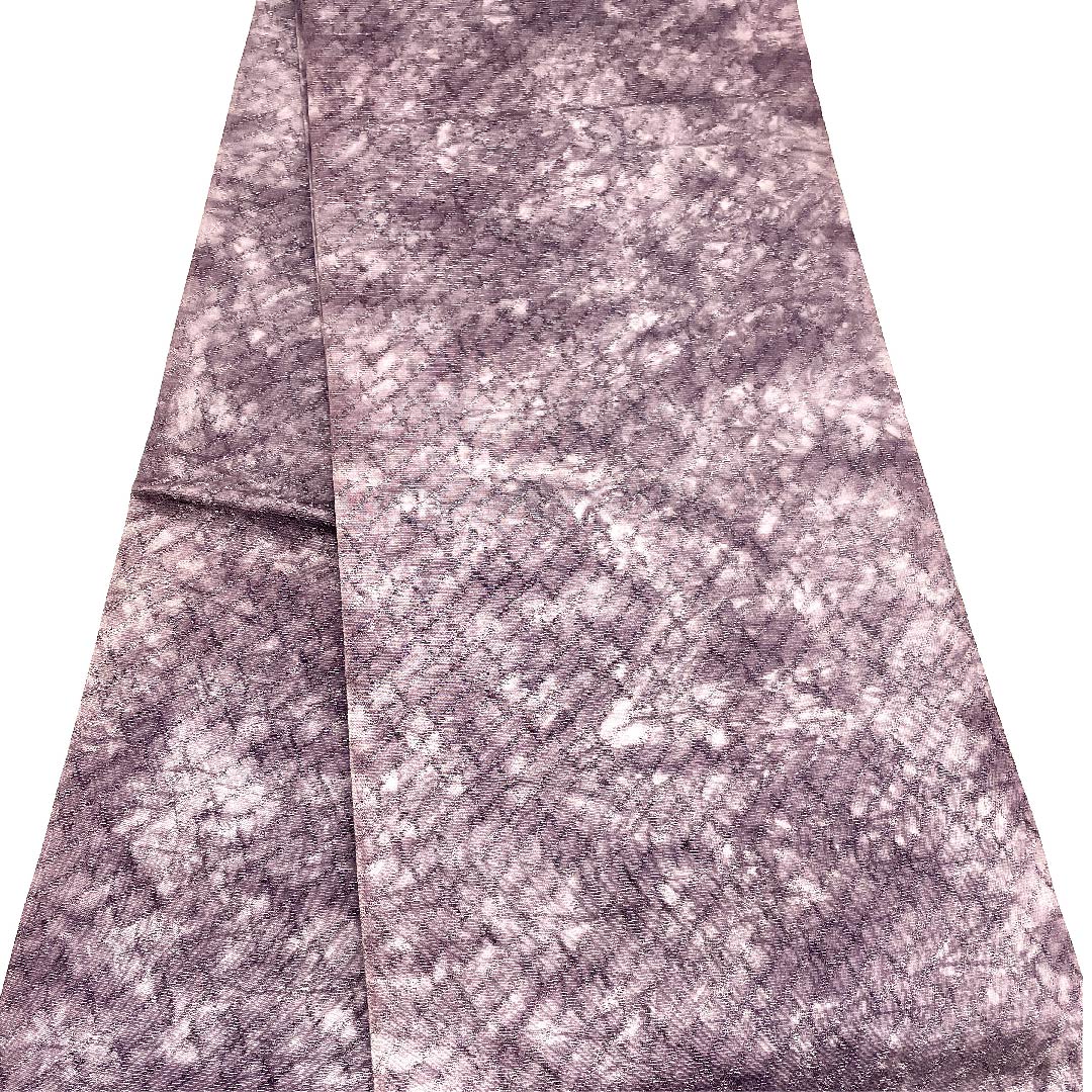 袋帯 鳩羽色（はとばいろ） 絞り 抽象模様 帯丈452cm 正絹 Sランク ポイント柄 カジュアル 紫系 1123003042420