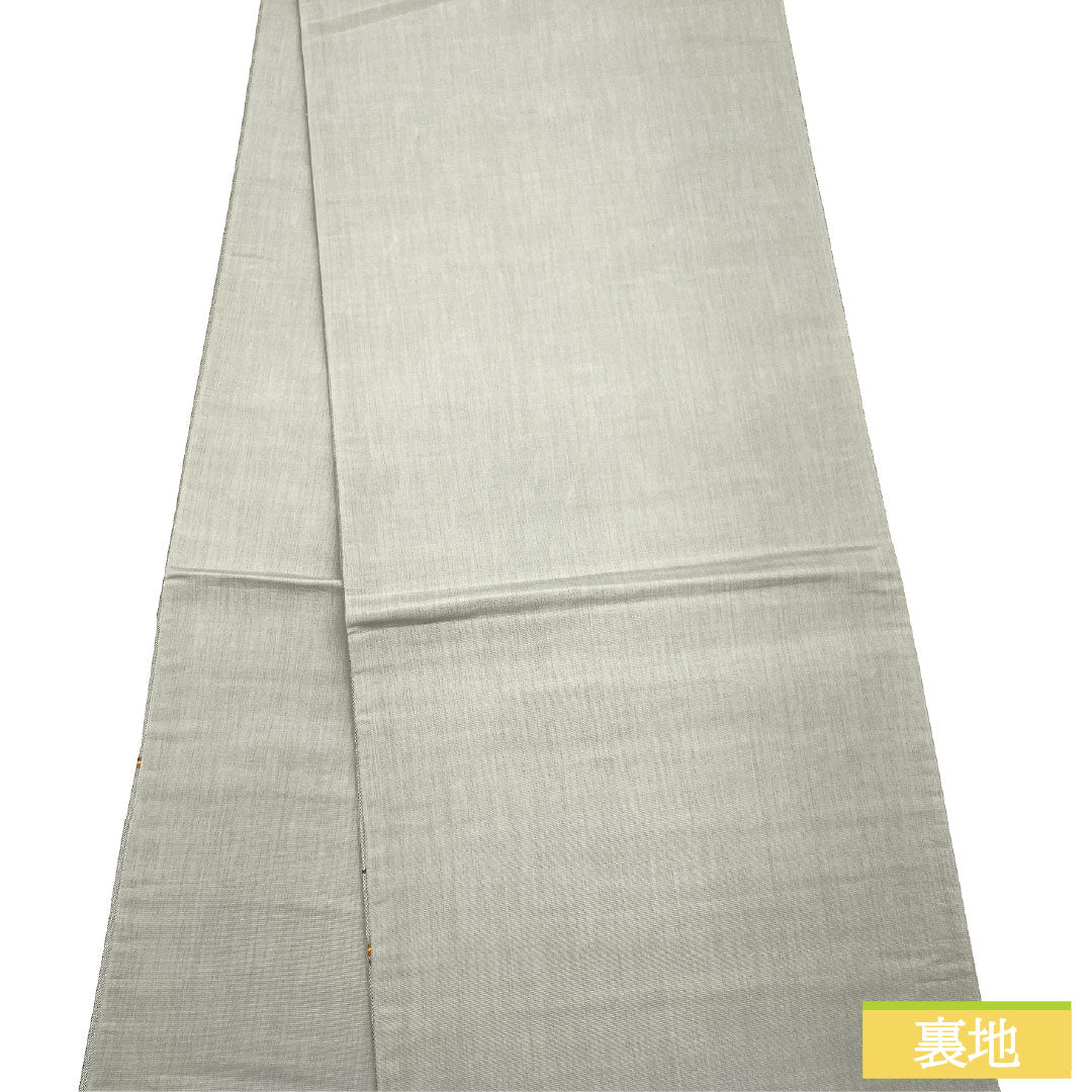 袋帯 正絹 Sランク 抽象模様 西陣織 帯丈444cm 六通 カジュアル グレー系 1123016682322