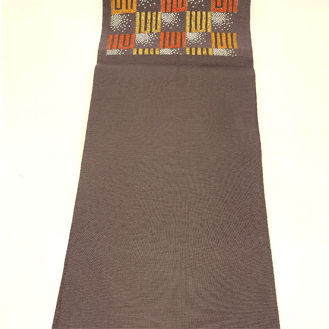 Fukuro Obi, Komori Orimono, Genjiko, Length 444cm, Pure Silk, S Rank, Six-pass, Semi-formal, Purple, 1123003312320