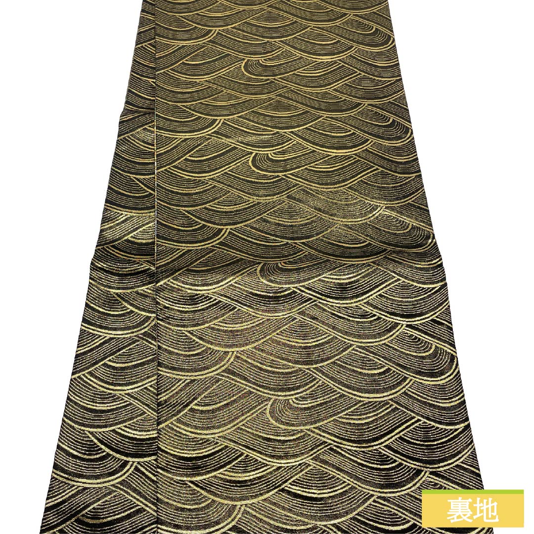 Fukuro Obi, Pure Silk, For Furisode, Flowing Water, Length 432cm, S Rank, Six-way, Formal, Gold, 1123013552321