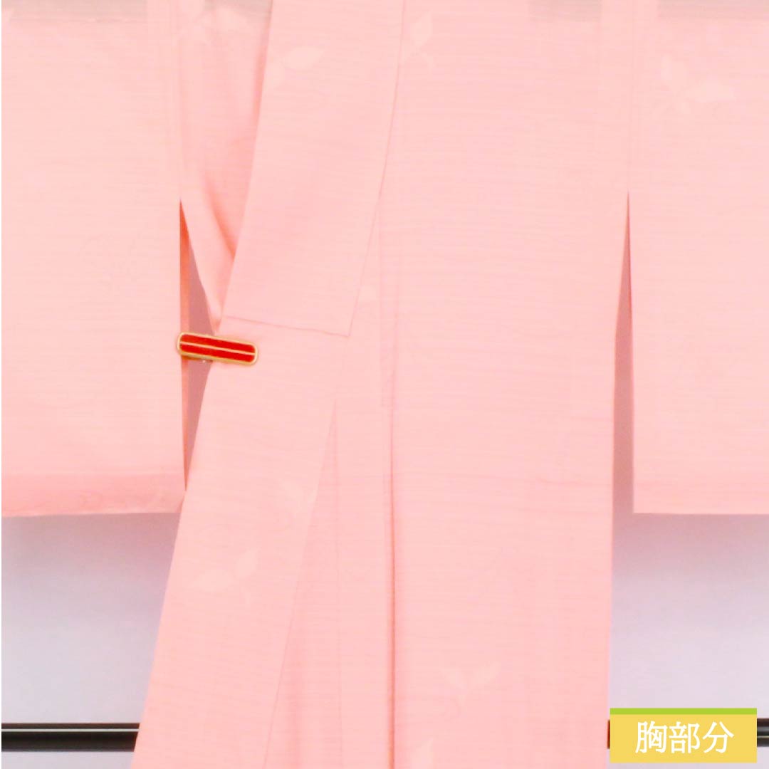 夏物 正絹 小紋 身丈154cm 裄丈63cm 淡紅赤色（うすべにあかいろ） 紋絽 草木模様 絽 Sランク ピンク系 1132002852213