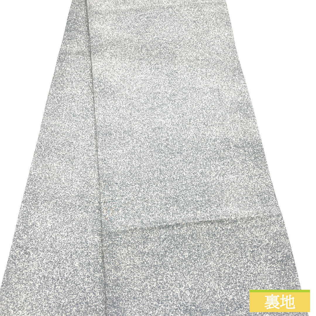 袋帯 正絹 Sランク 卯の花色（うのはないろ） 染め帯 竜巻絞り 抽象花 帯丈446cm ポイント柄 カジュアル グレー系 1123016632322