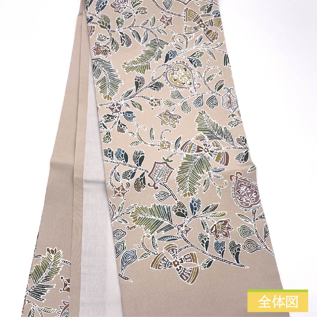 名古屋帯 正絹 Aランク 翁茶色（おきなちゃいろ） 型染 更紗文様 帯丈376cm ポイント柄 カジュアル ピンク系 1124010453313 開き仕立て