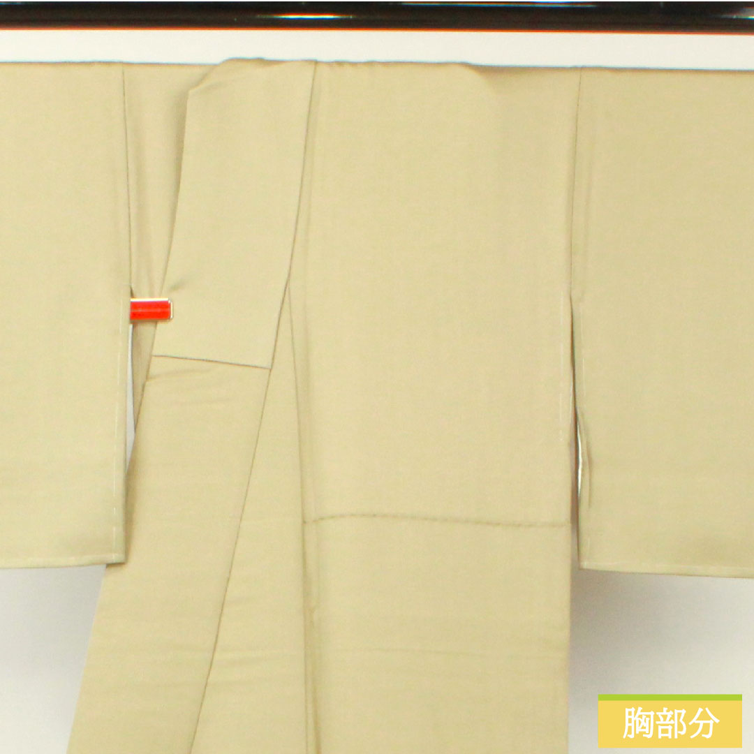 色留袖 正絹 身丈159cm 裄丈68cm 袷 亜麻色（あまいろ） 京友禅 風景模様 一つ紋 剣片喰 しつけ糸付き 未使用品 Sランク ベージュ系 1111001352325