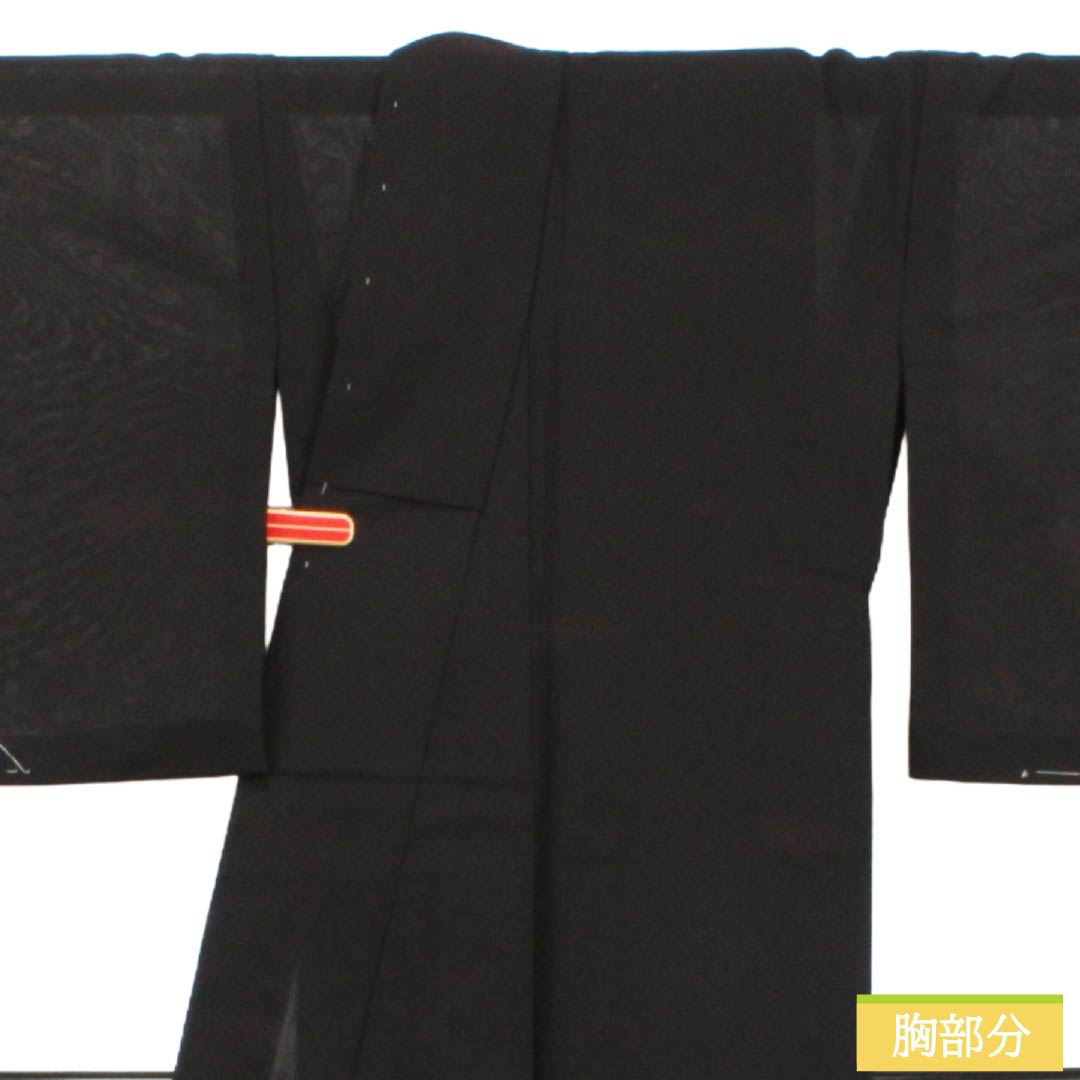 夏物 ウール 小紋 Sランク 身丈157.5cm 裄丈66.5cm サマーウール 亀甲 松 紗 黒系 1132004482310
