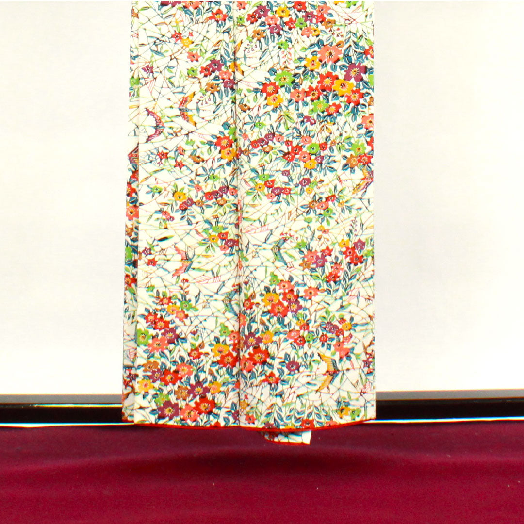 小紋 身丈156cm 裄丈60cm 袷  胡粉色 草花模様  正絹 Aランク 白系 1115003073311