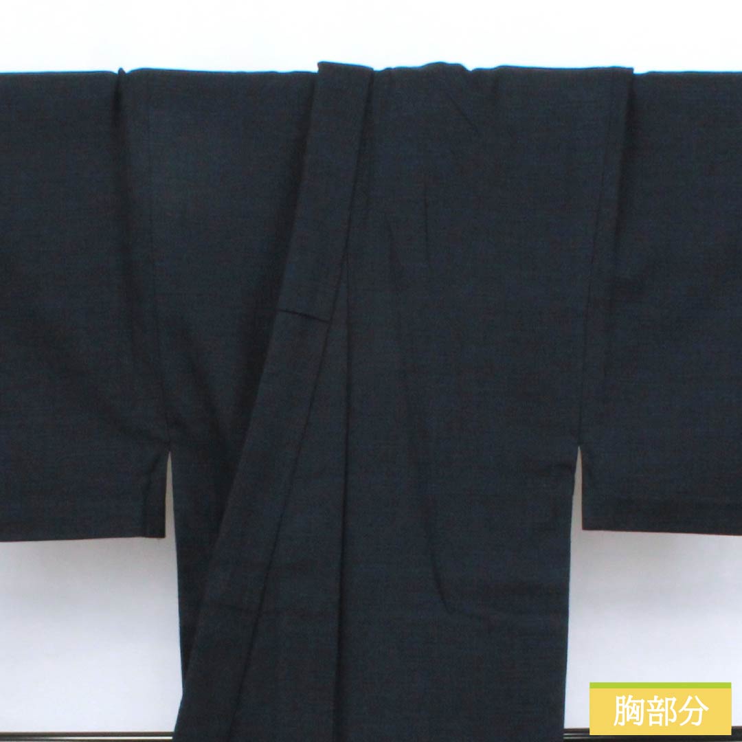 男物 ウール Aランク 身丈149.5cm 裄丈65.5cm  アンサンブル 単衣 紺系 1119000923418