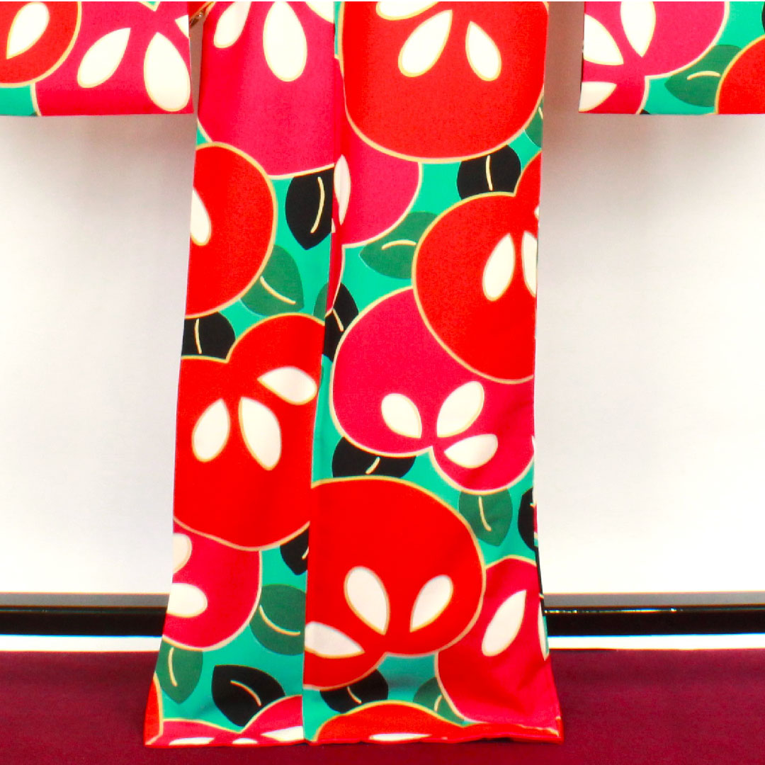 Long-sleeved kimono, length 171cm, sleeve length 67cm, lined, floral greenish blue, washable kimono, Tachibana, poly, S rank, blue, 1113001002617