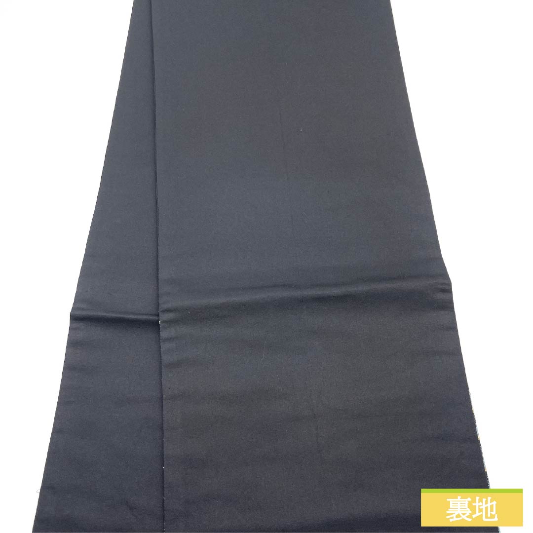 袋帯 正絹 菱に丸 七宝 帯丈450cm Sランク 六通 フォーマル 黒系 1123014002410