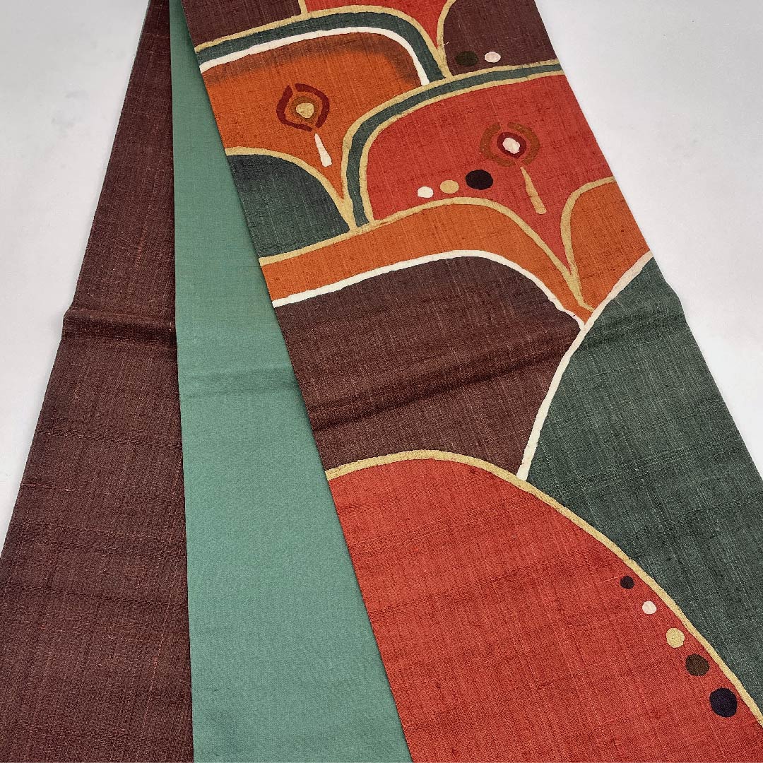 名古屋帯 グラデーション 京袋帯 抽象模様 染帯 帯丈370cm 正絹 Aランク 六通 カジュアル グラデ 1124003223399  開き仕立て