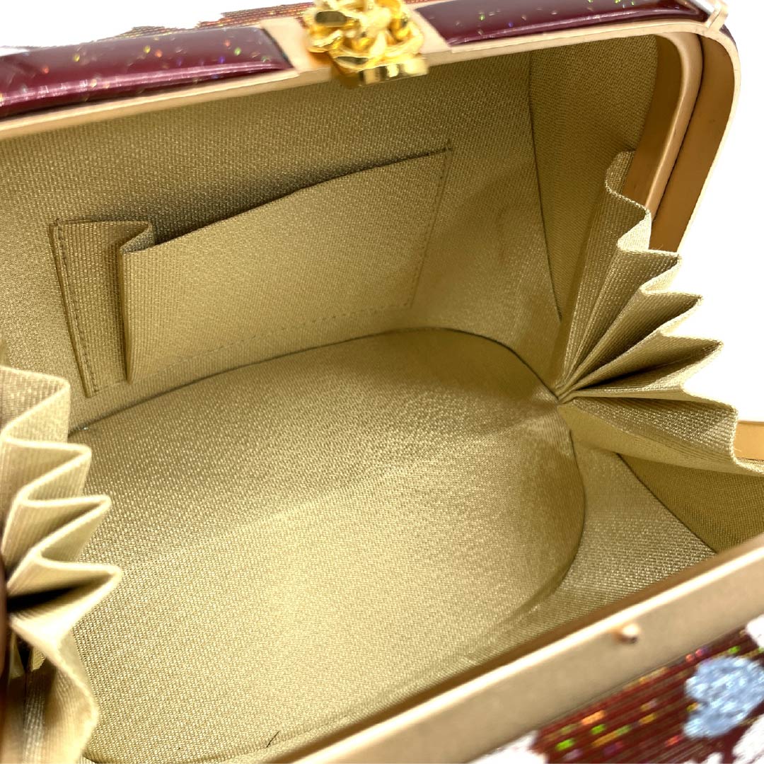 和装バック フォーマル 深紅色（しんくいろ） 振袖用 桜 古典柄 赤系 Aランク 113900049312