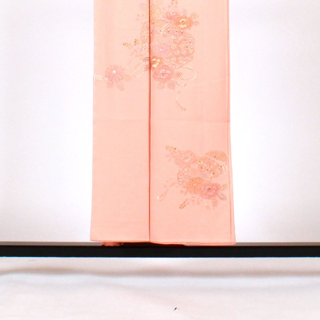 訪問着 袷 身丈155cm 裄丈62cm 刺繡 正絹 Sランク ピンク系 1112001242313