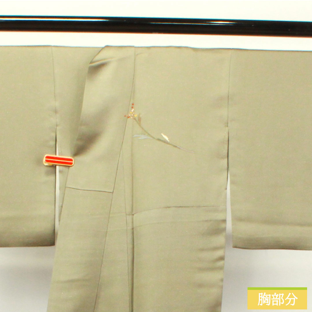 訪問着 正絹 袷 身丈162.5cm 裄丈67cm 砂色 銀通し MIKUMOコレクション 手描き ろうけつ染め 抽象模様 Aランク グレー系 1112003363422