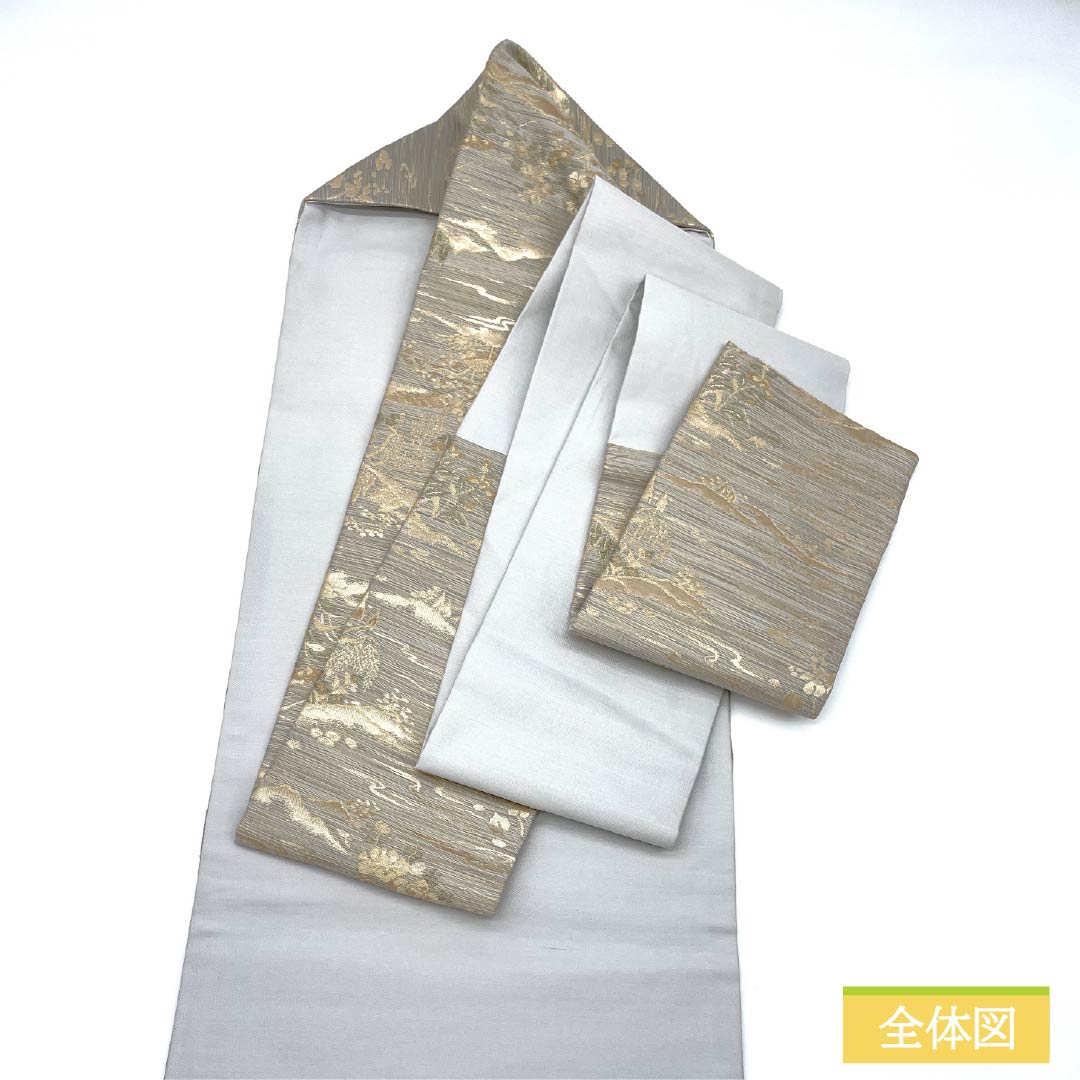 A 蝶々に花模様 金銀糸 白色 六通 正絹 フォーマルな名古屋帯 A 蝶々に花模様 金銀糸 白色 六通 正絹 フォーマルな名古屋帯