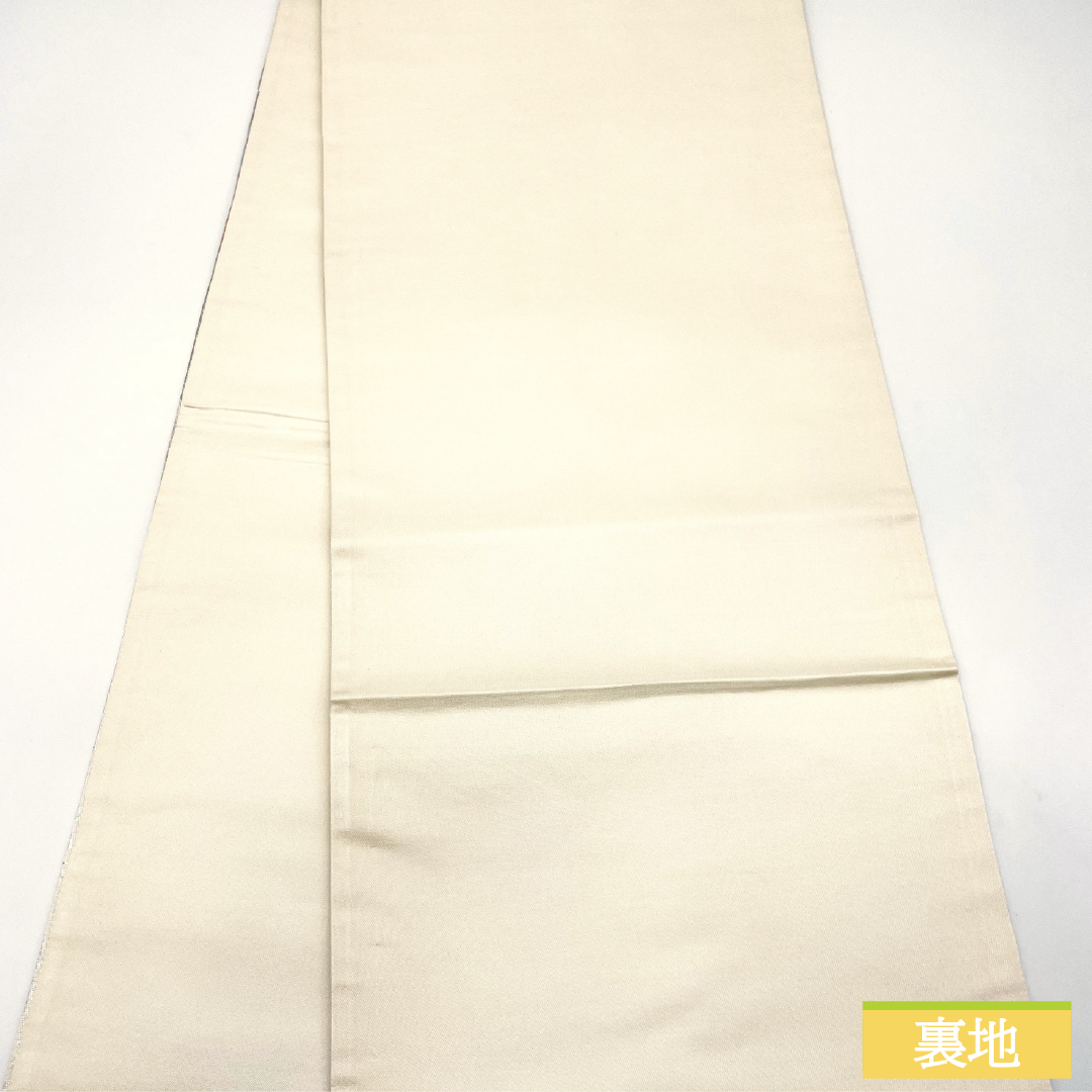 袋帯 正絹 Sランク 吉祥文様 西陣織 帯丈428cm ポイント柄 フォーマル 銀系 1123017332322