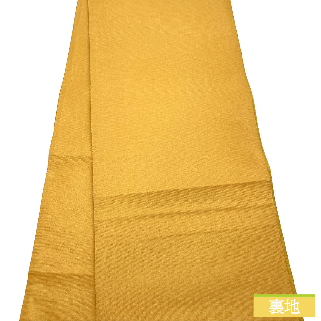 袋帯 正絹 Aランク 土布色（トウプースーいろ） 七転び八起き ダルマ 帯丈436cm ポイント柄 カジュアル 黄系 1123016113323
