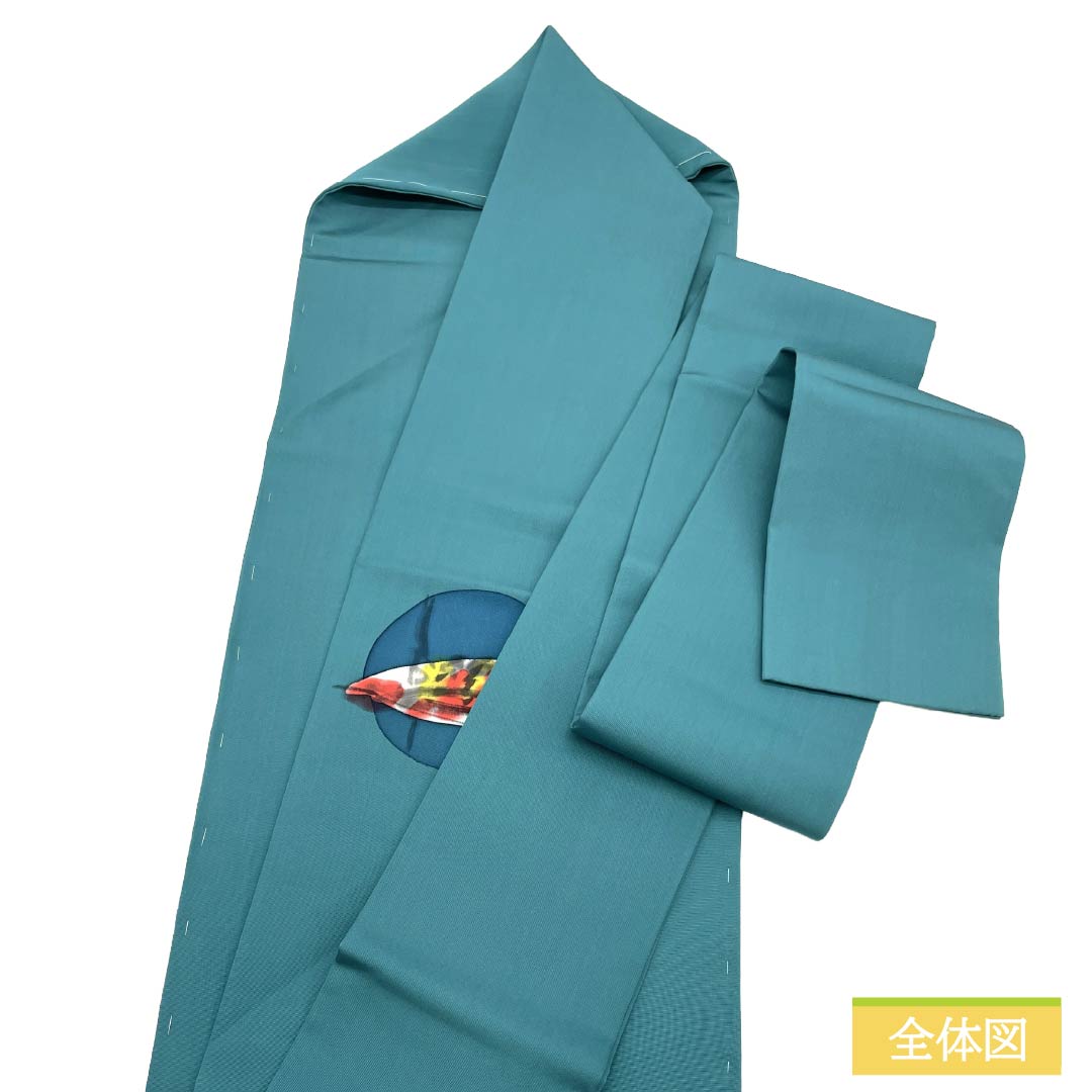 名古屋帯 正絹 Aランク 名古屋仕立て 織色（おりいろ） 作家物 抽象柄 染め帯 帯丈372cm ポイント柄 セミフォーマル 緑系 1124014303319