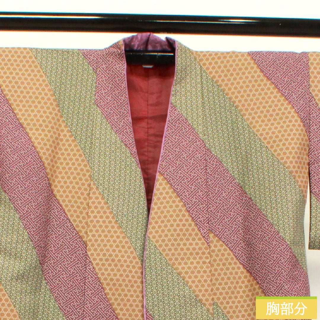 道中着 ポリエステル 身丈83.5cm 裄丈66cm 幾何学模様 洗える着物 Sランク 袷 グラデーション系 1117000872999