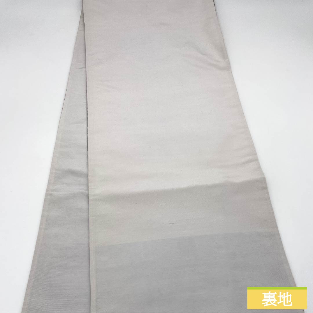 Fukuro Obi (Bag) - Pure Silk, Mercury Color, Sarasa Pattern, Length 424cm, S Rank, Six-Ply, Casual, Gray, 1123012842322