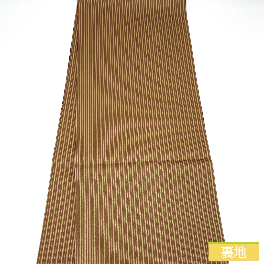 袋帯 正絹 紅海老茶色（べにおびちゃいろ） 菱模様 帯丈430cm Sランク 全通 カジュアル 朱系 1123013172316