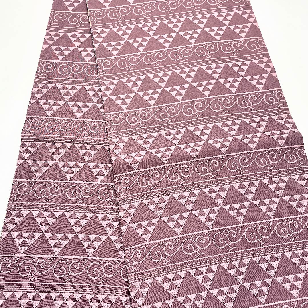 Fukuro Obi (Fukuro obi) in poppy purple, reversible, flowing lines, horizontal stripes, obi length 442cm, pure silk, A rank, full length, semi-formal, gradation style, 1123005483399