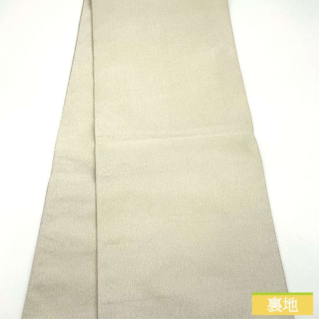 袋帯 正絹 Sランク 天井画 綴れ織 花紋   帯丈424cm ポイント柄 フォーマル 銀系 1123016822322