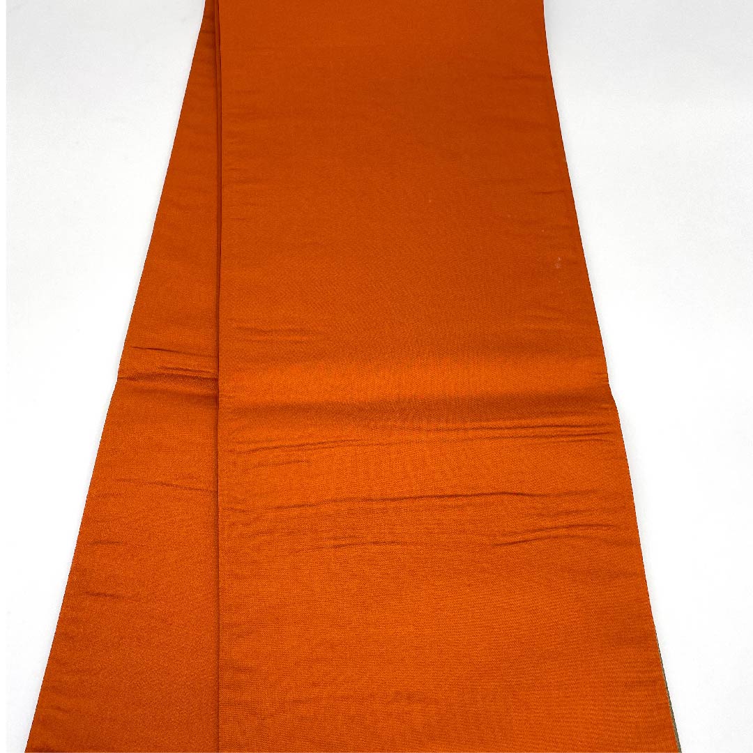 袋帯 灰緑色（はいみどりいろ） 白綾苑大庭 幾何学模様 帯丈430cm 正絹 Aランク 六通 カジュアル グラデーション系 1123009393399