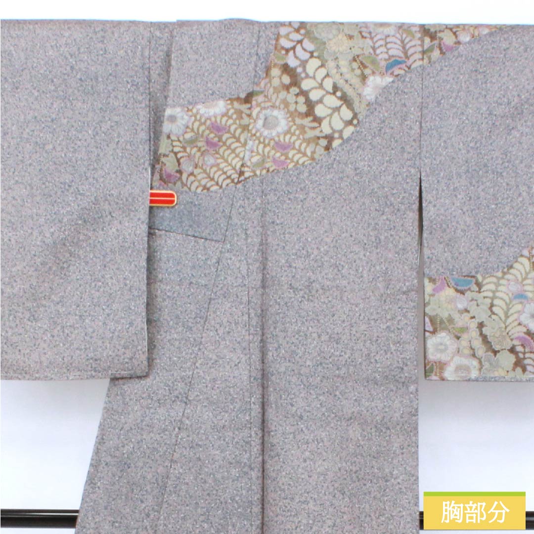 訪問着 正絹 Sランク 袷 身丈156cm 裄丈62.5cm 灰桜色（はいざくらいろ） 大島紬 辻ヶ花 しつけ糸付き パールトーン加工 グレー系 1112007472322