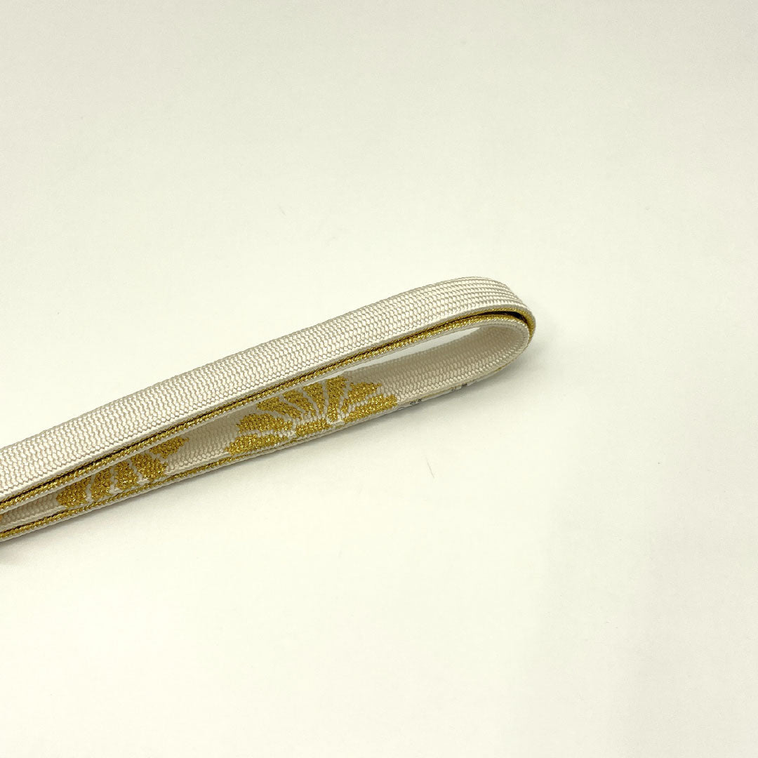 (New Old Stock) Obiage and Obijime Set, Pure Silk, New Rank, Milky White, for Tomesode, Classic Pattern, Flowing Water, Length approx. 160cm, Width approx. 1.5cm, Formal, White-toned, 1141000321311